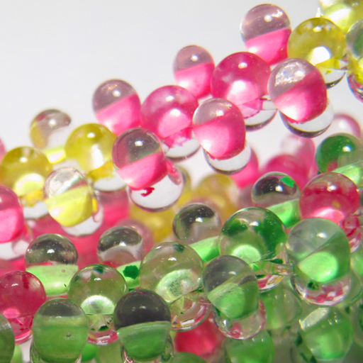 glaskette aus kleinen farfalle glasperlen in grüntönen